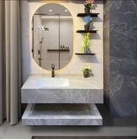 مغسلة رمادي رصاصي قياس 100 سم مع 3 ارفف ومرايا مضي...