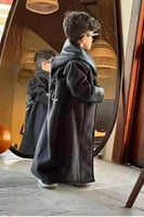 فروة للأطفال قماش جوخ مع جلد على الاطراف