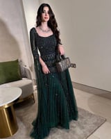 فستان تل مطرز بخرز