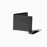 طقم محفظة نقود جلد رجالي مع علاقة مفاتيح أنيقة