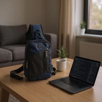 شنطة كتف مصنوعة من القماش بتصميم طولي