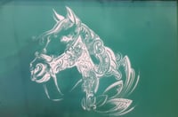 خيل بالزخارف (6) شاشة حريرية