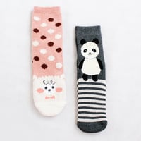 2 جوارب نسائية شتوية وردي رمادي