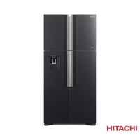 ثلاجة هيتاشي دولابي اسود 4 ابواب جلاس رمادي - R-W-...