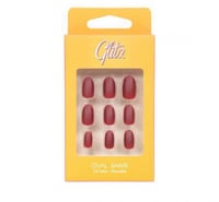 جليتز اظافر صناعية لصق ذاتي لون عنابي غامق مطفي شك...