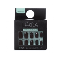 اظافر صناعية لصق ذاتي لون أسود شكل اوفال 24 قطعة م...