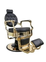 كرسي حلاقة رجالي اسود مع حديد ذهبي