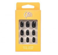 جليتز اظافر صناعية لصق ذاتي لون اسود لماع شكل بيضا...