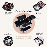 صالون سيستم - شنطة مكياج لون ابيض مع جوانب نحاسية