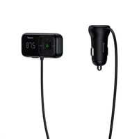 بيسوس - جهاز إرسال FM لاسلكي بلوتوث مع شاحن - أسود