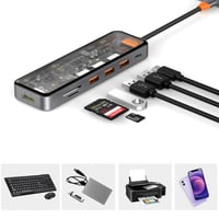 ويوو - سايبر 7 في 1 موزع USB-C شفاف - رمادي فضاء