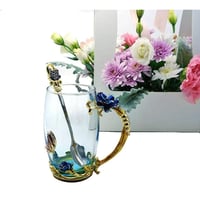 كوب شاي مينا على شكل فراشة و زهرة