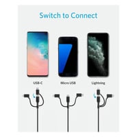 انكر - كيبل يو اس بي 3 في 1 بطول 0.9 سم - اسود