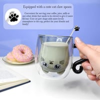 كوب زجاجي معزول بجدار مزدوج وبتصميم قط للاسبريسو و...