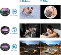 مجموعة عدسات كاميرا للهاتف المحمول 10في1 - اسود