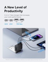 بيسوس - شاحن جداري منفذين تايب سي ومنفذين يو اس بي...