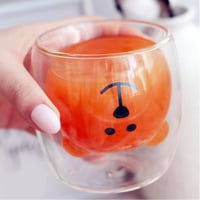 كوب زجاجي معزول بجدار مزدوج وبتصميم ظريف للاسبريسو...