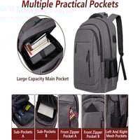 اوجيتوك - شنطة ظهر للابتوب بحجم 17.3 انش لون رمادي