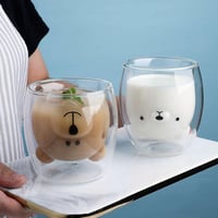 كوب زجاجي معزول بجدار مزدوج وبتصميم ظريف للاسبريسو...