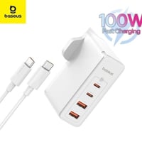 بيسوس - شاحن جداري منفذين تايب سي ومنفذين يو اس بي...