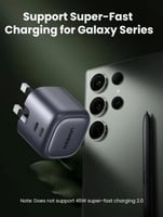 يوجرين - شاحن جداري بمنفذين تايب سي بقوة 45 واط -...