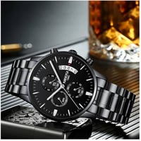 نيبوسي - ساعات انالوج عصرية بتصميم بسيط ومينا أسود...