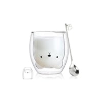 كوب زجاجي معزول بجدار مزدوج وبتصميم ظريف للاسبريسو...