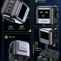 يوجرين - شاحن جداري Nexode RG بـ3منافذ بقوة 65 واط...