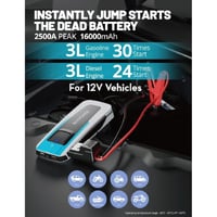 راف باور - مشغل سيارة وبطارية بسعة 16000 ملي امبير...