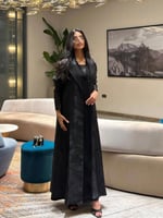 عباية كتان بني مع تفته خفيف