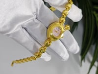 ساعة بناتي ذهبي ميناء وردي