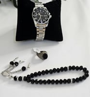 ساعة اولاد مع سبحه وخاتم