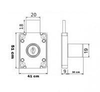 قفل اثاث مستطيل طول الرقبه 3 سم
