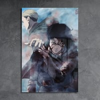 لوحة معدنية | بوستر ليفاي وايروين انمي هجوم العمال...