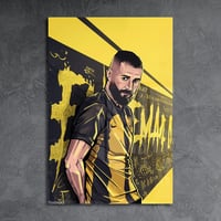 لوحة معدنية رسم لكريم بنزيما الاتحاد