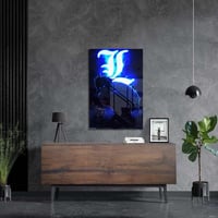 لوحة معدنية | بوستر إل: كتاب الموت مع خلفية نيون