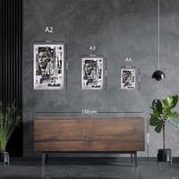 لوحة معدنية | بوستر كريستيانو: تصميم أبيض وأسود بق...