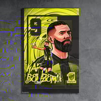 لوحة معدنية تصميم رسم لكريم بنزيما الاتحاد