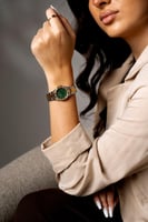 ساعة نسائية فخمة ستيل بلونين ميناء أخضر