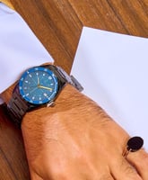 ساعة رجالية أنيقة ستيل بلون أسود ميناء كحلي