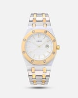 ساعة رجالية بلونين فضي وذهبي