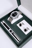 طقم ساعة رجالية منسقة مع قلم وكبك