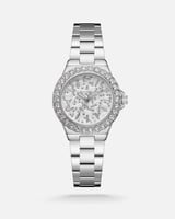 ساعة نسائية كرستال بلون فضي