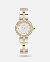 ساعة لمحة النسائية الستيل باللونين والميناء الأبيض