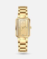 ساعة نسائية مستطيلة بسير ستيل باللون الذهبي