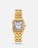 ساعة نسائية ذهبية أنيقة مربعة شبيهة كارتير ومزينة...