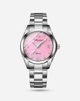 ساعة نسائية بلون فضي ميناء موف