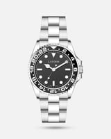 ساعة رجالية كلاسيك بلون فضي ميناء اسود