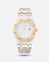 ساعة رجالية بلونين فضي وذهبي