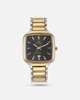 ساعة رجالية بتصميم مربع كلاسيكي بلونين ميناء أسود